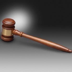 Wood gavel with brass band
